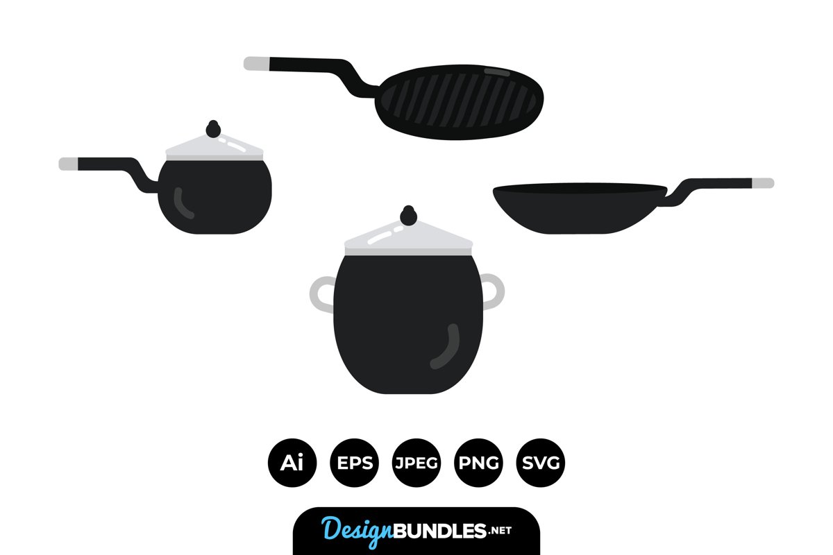 Kitchen Pots Illustrations example image 1