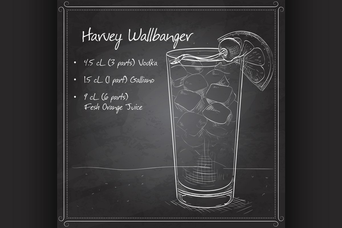 Cocktail Harvey Wallbanger on black board example image 1