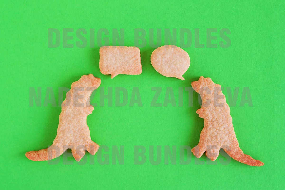 Sweet shortbread with white glaze on green background example image 1