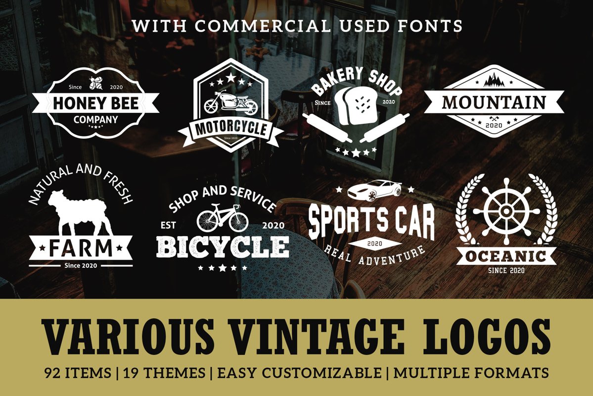 Various Vintage Logo Template Bundle example image 1