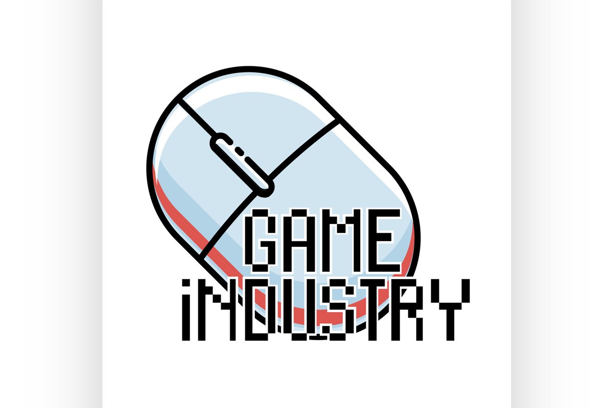 Color vintage game industry emblem example image 1