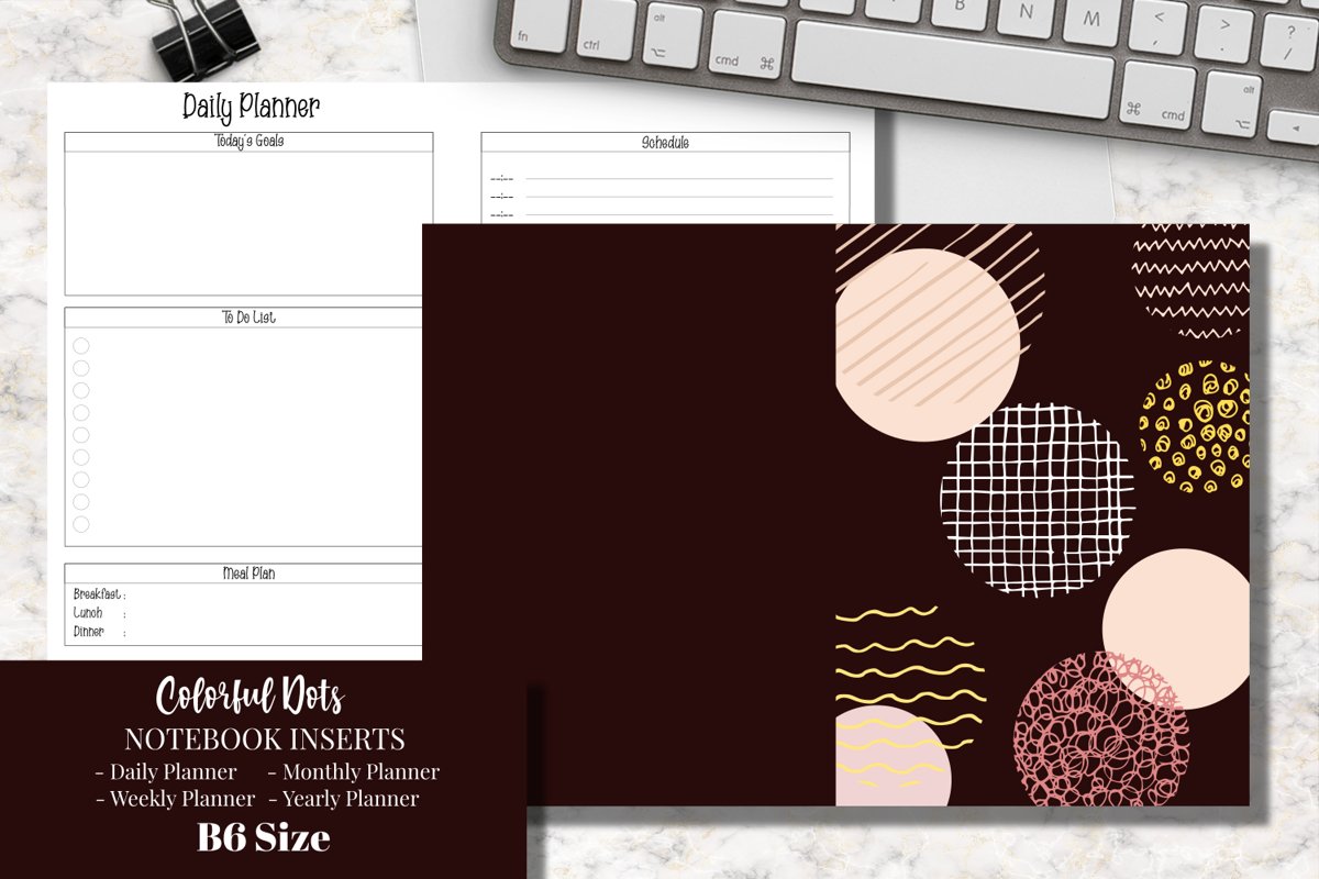 Colorful Dots B6 Size Notebook Inserts Planner example image 1
