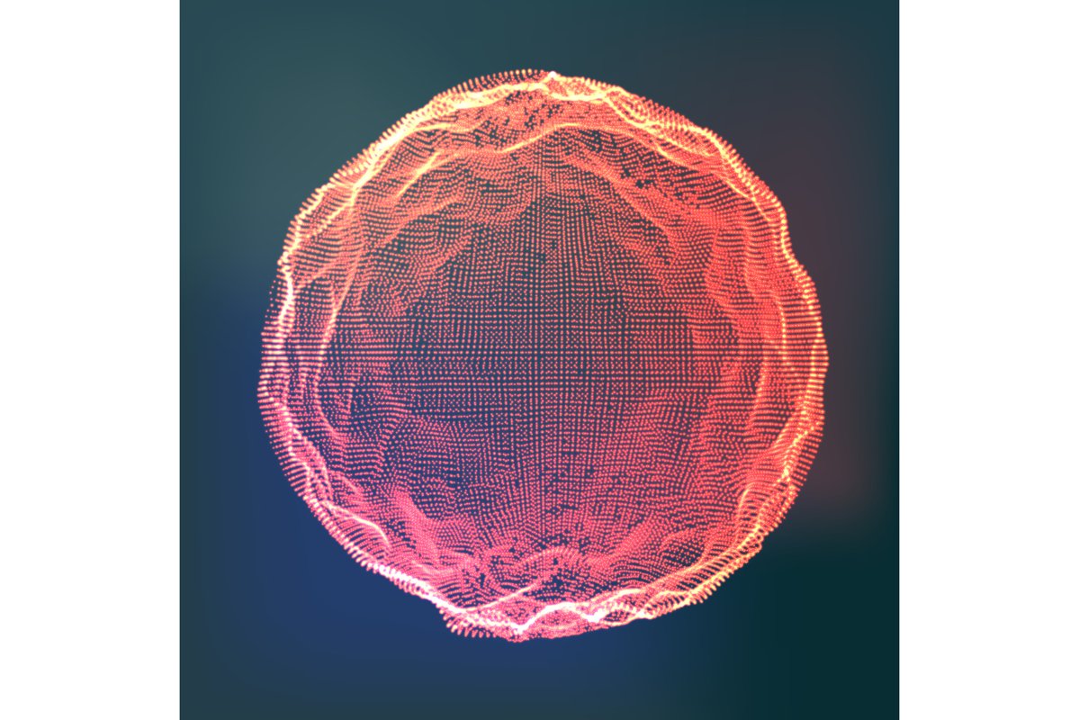 Glowing Abstract Sphere Vector. Illuminated Distorted example image 1