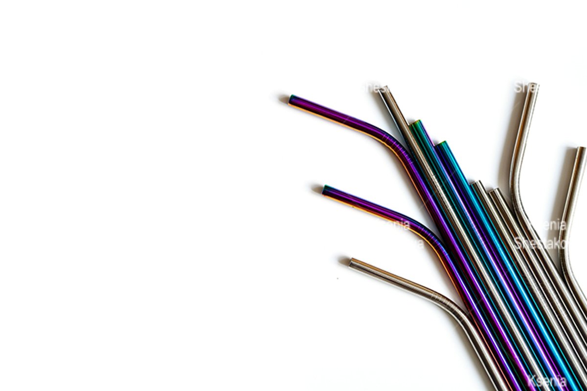 several reusable metal stainless steel drinking straws example image 1