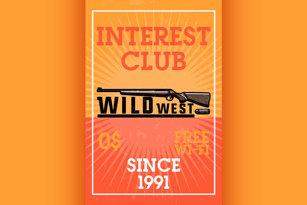 Color vintage wild west banner example image 1