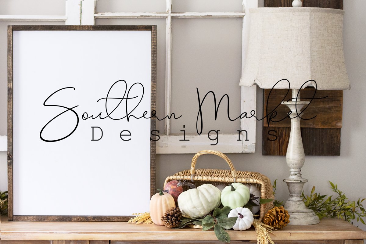 Fall Wood Framed Sign 18x24 Mock Up Photo Stock Pho example image 1