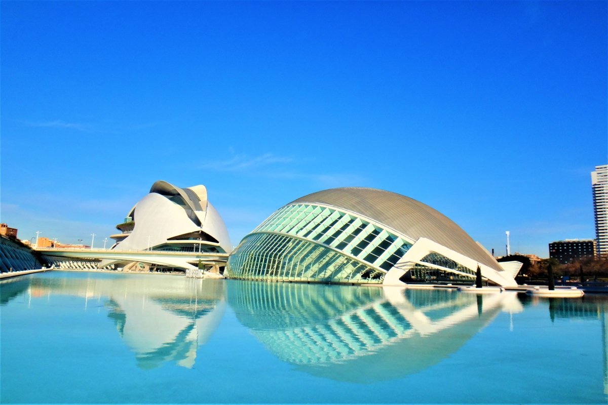 Futuristic city of Valencia in Spain and local citrus fruit example image 1