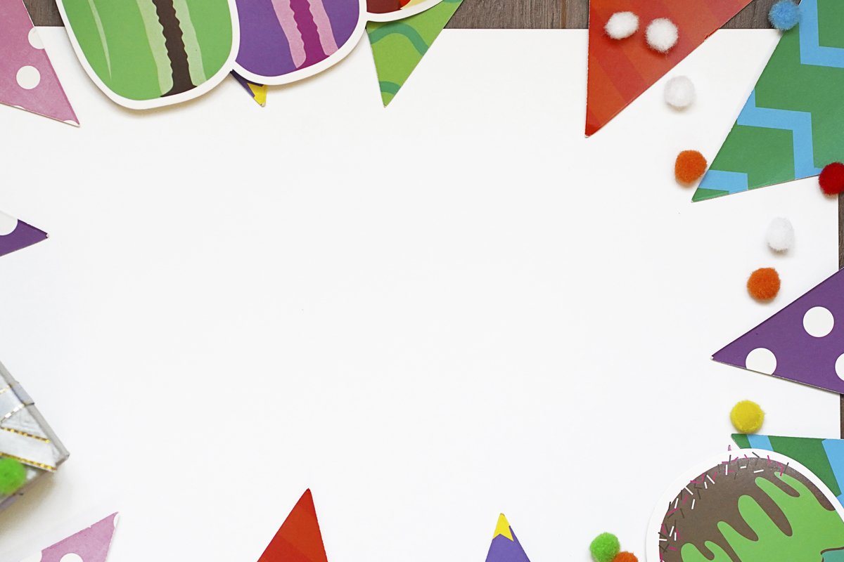 Defocused colorful party frame with birthday objets example image 1