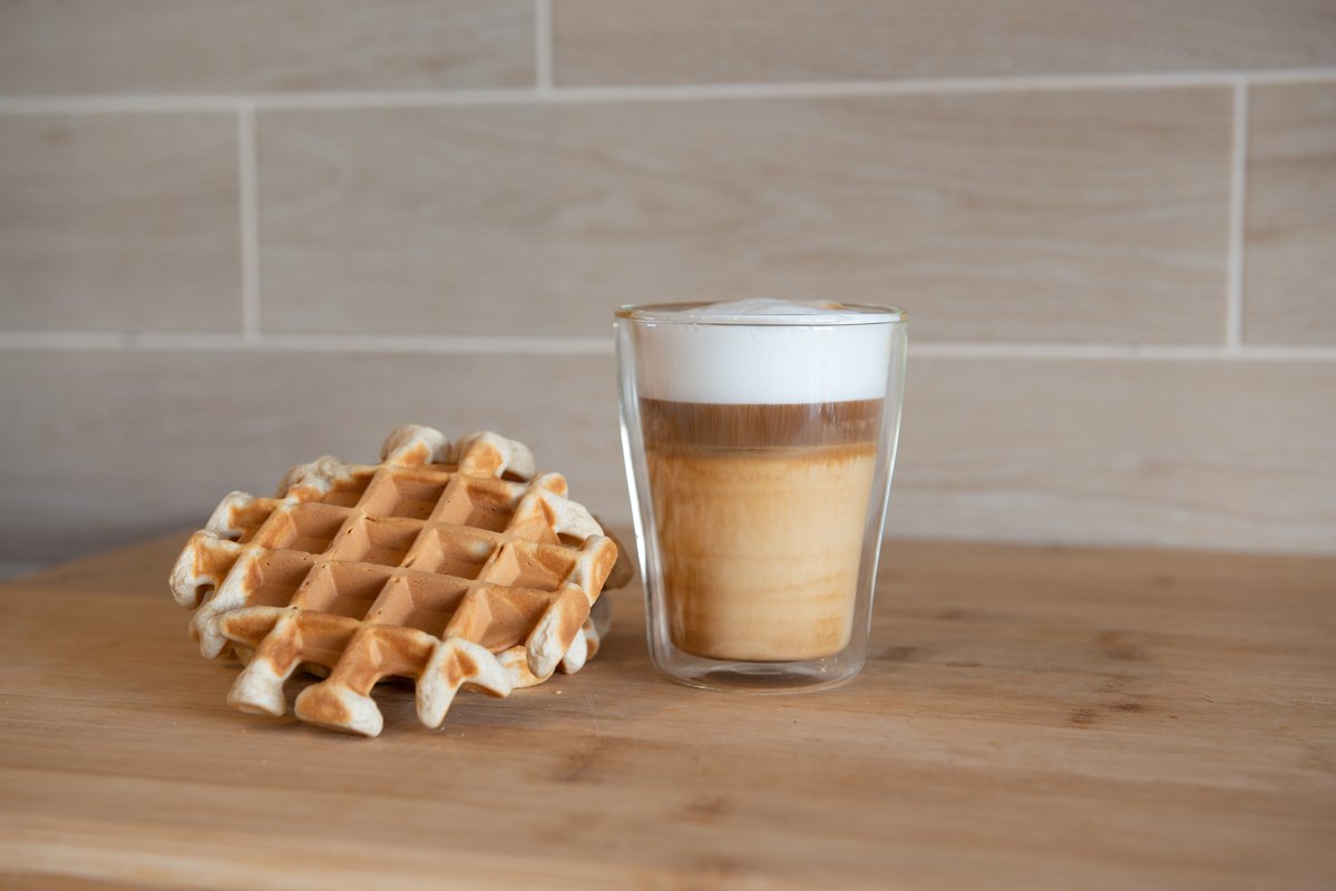 multilayer coffee or cappuccino in a glass cup example image 1