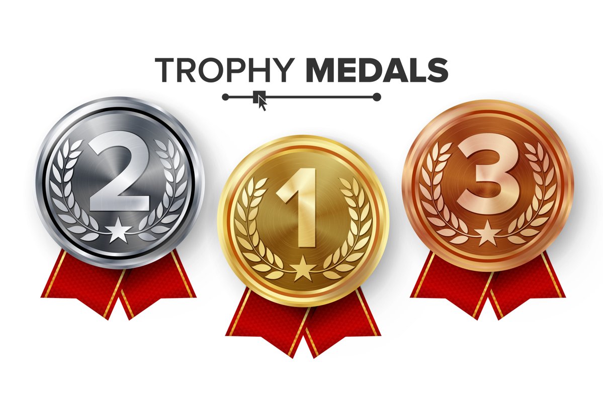 Gold, Silver, Bronze Medals Set Vector. example image 1