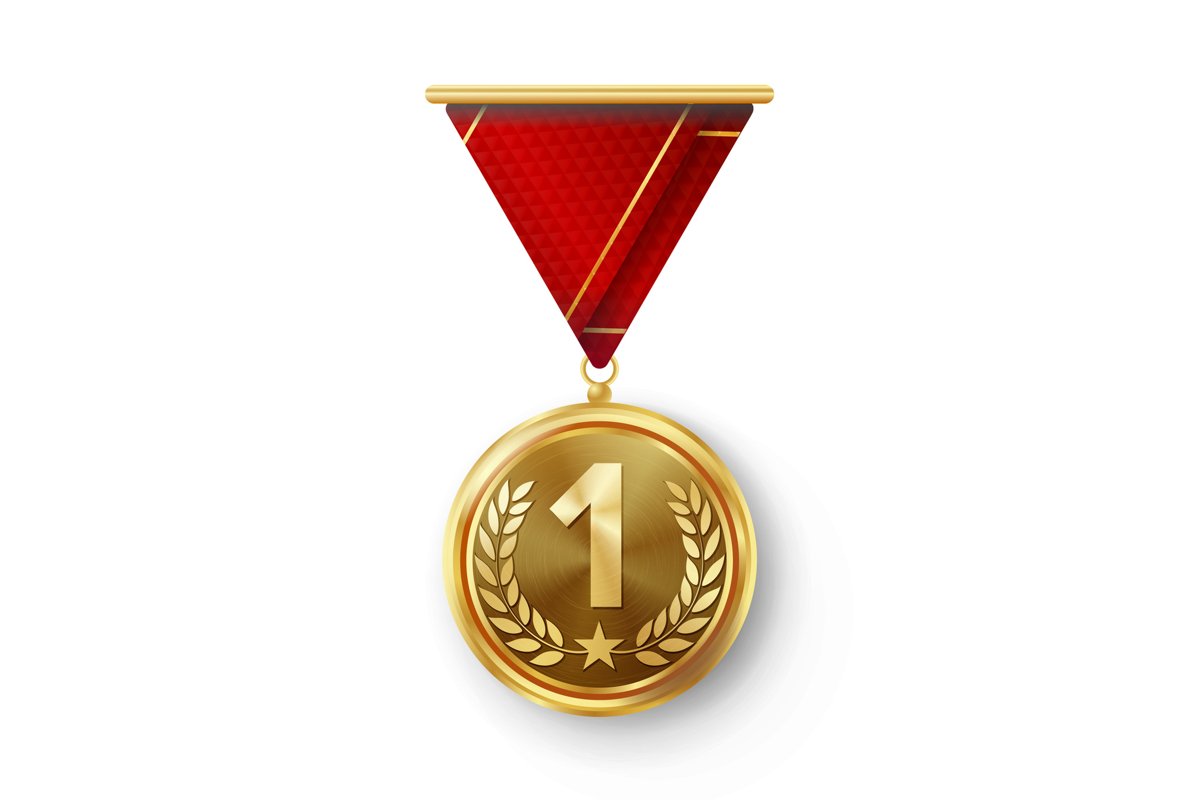 Gold Medal Vector. Metal Realistic First Placement example image 1