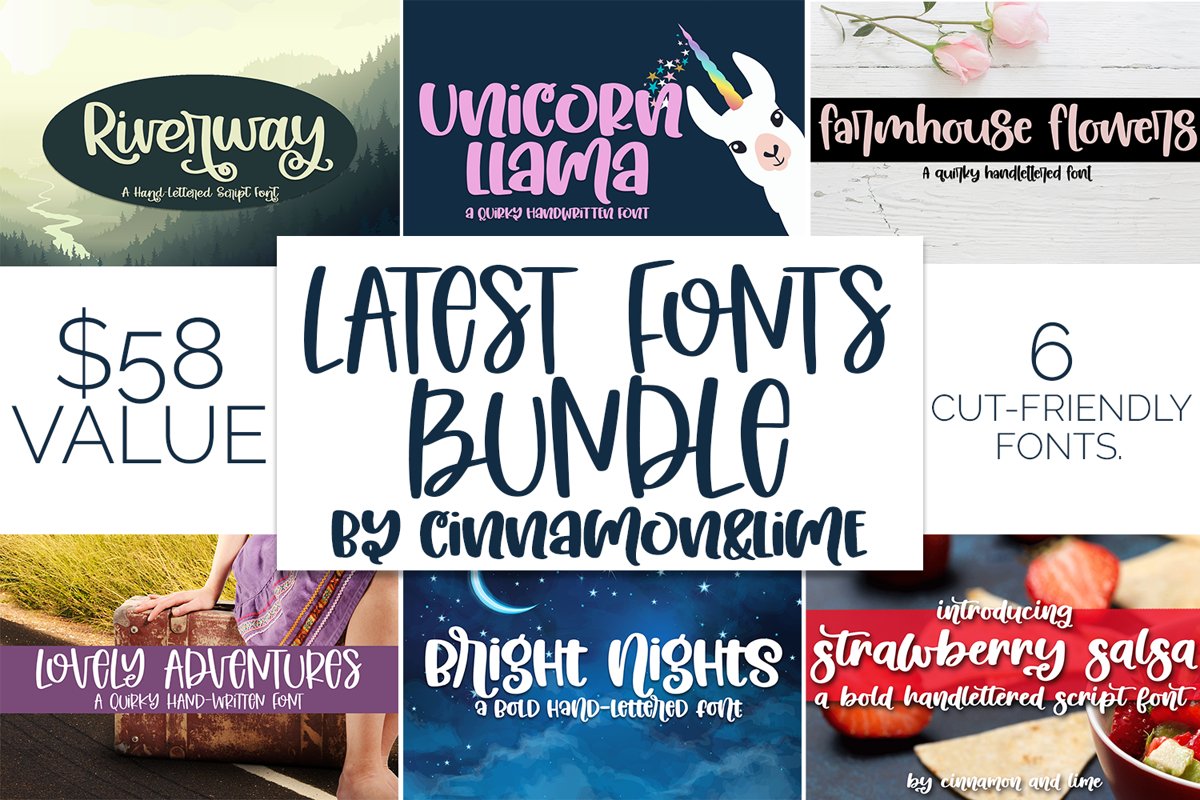 Handwritten Font Bundle - 6 Fonts example image 1