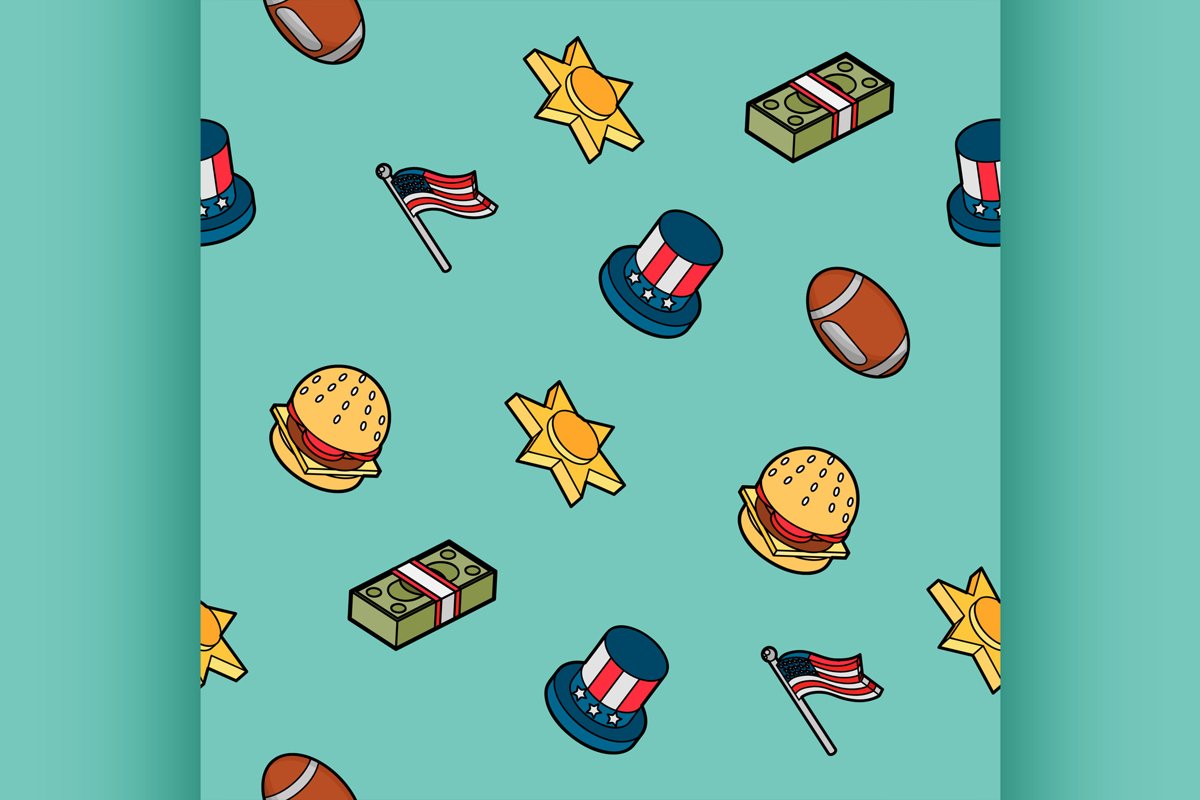 America color outline isometric pattern example image 1
