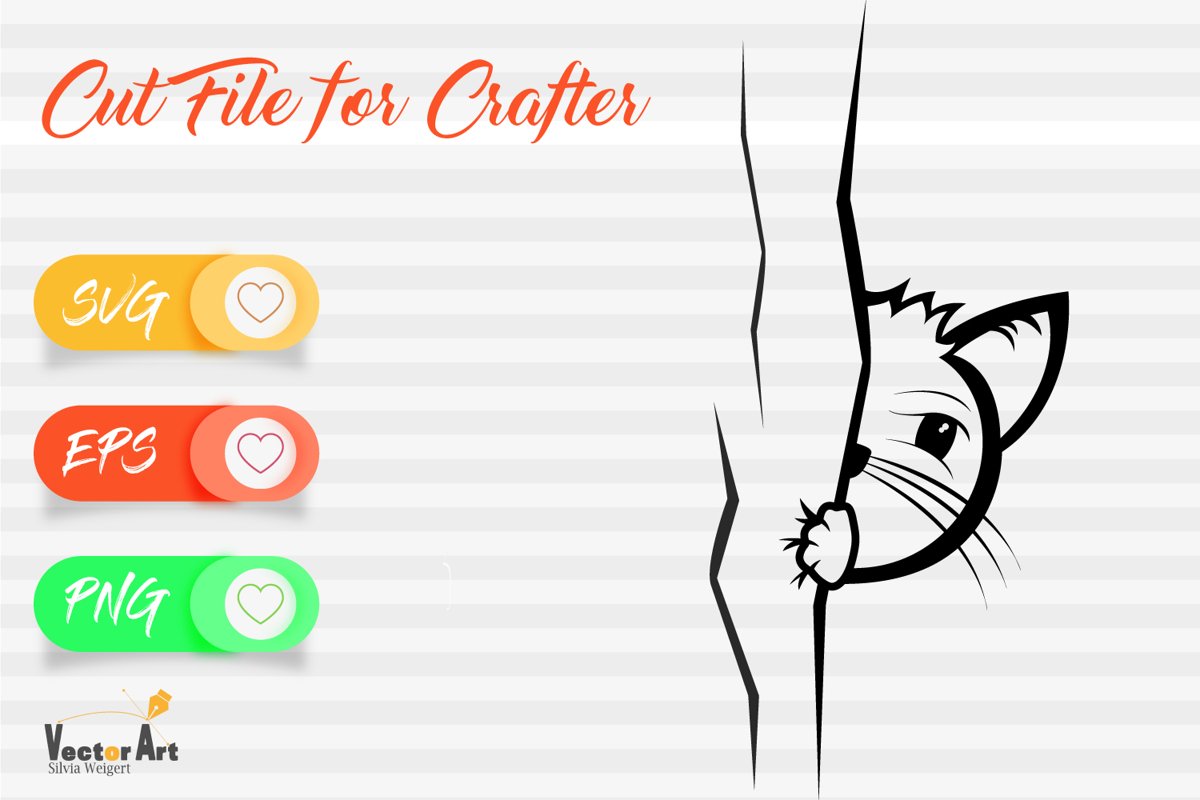 Cat behind the curtain - Cut file example image 1