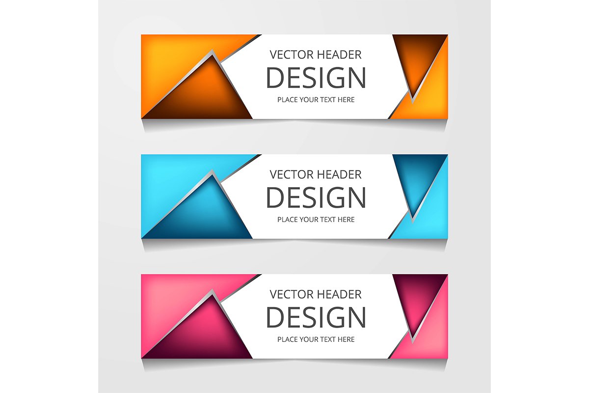 Vector abstract web banner design template. Collection of we example image 1