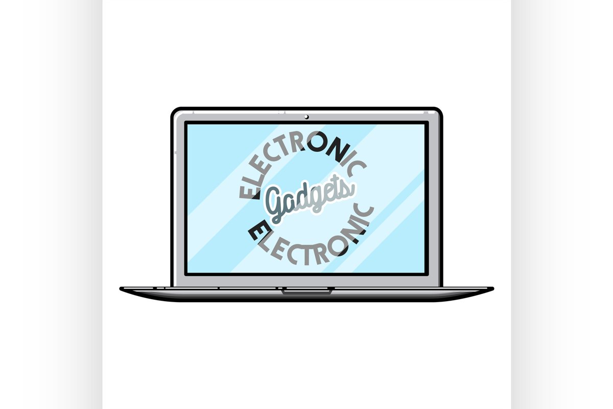 Color vintage electronic gadgets emblem example image 1