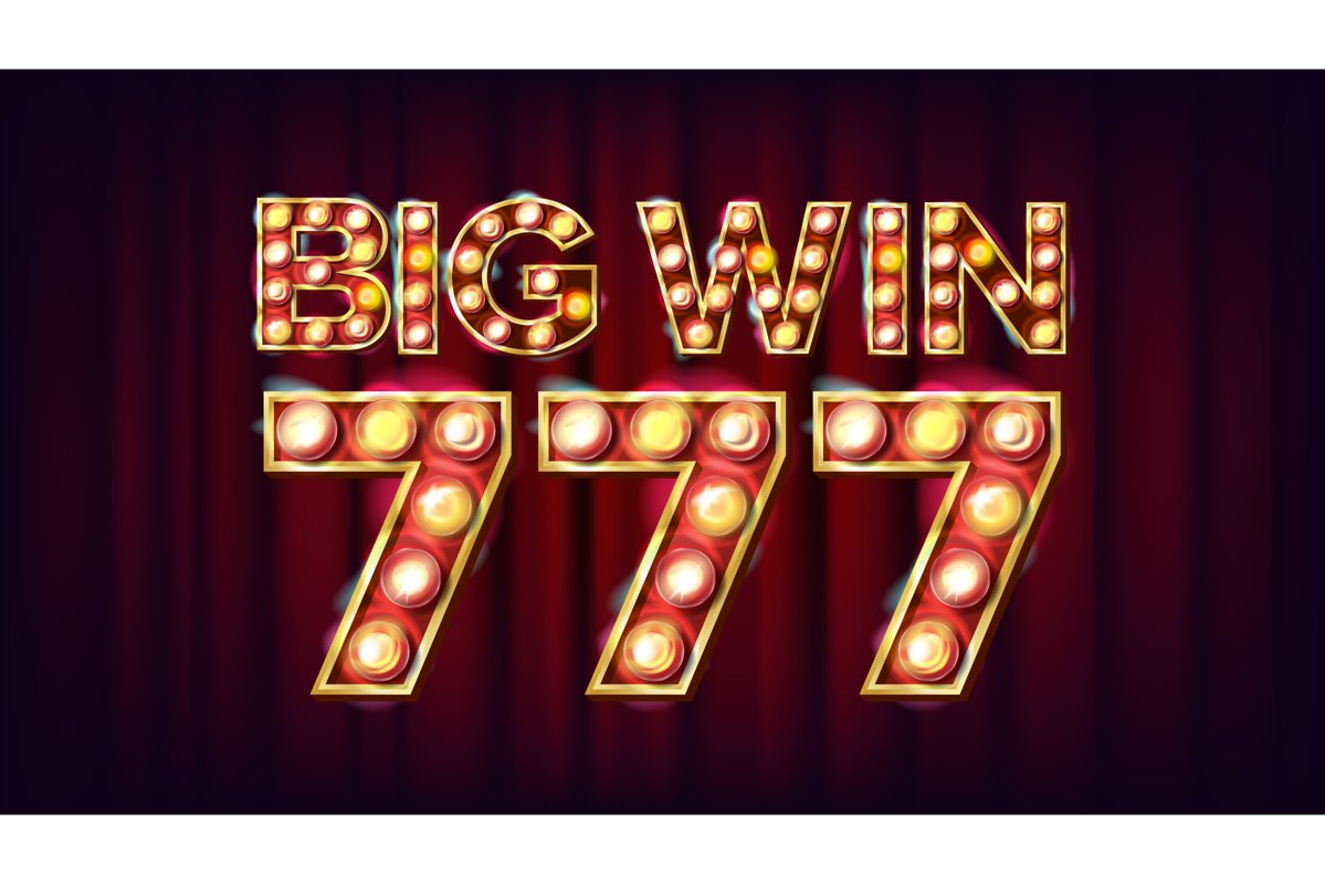 Big Win 777 Banner Vector. Casino 3D Glowing Element. For example image 1