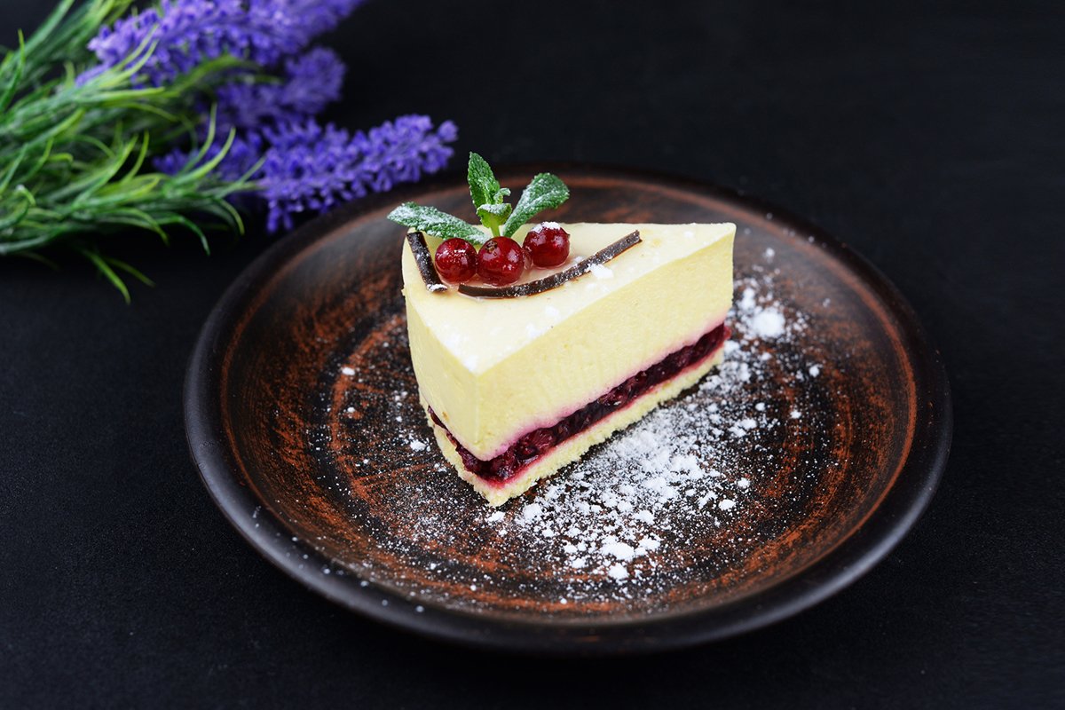 dessert cheesecake with mint and berries example image 1