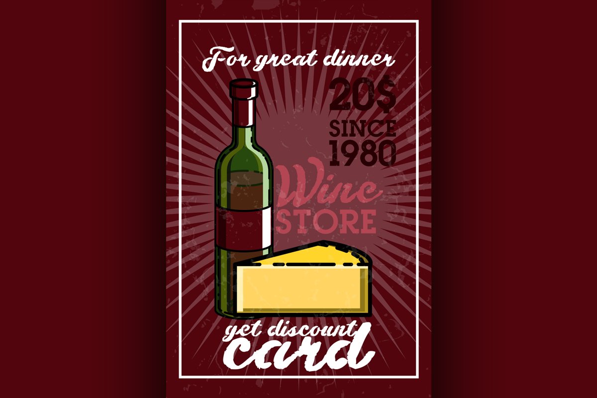 Color vintage wine store banner example image 1