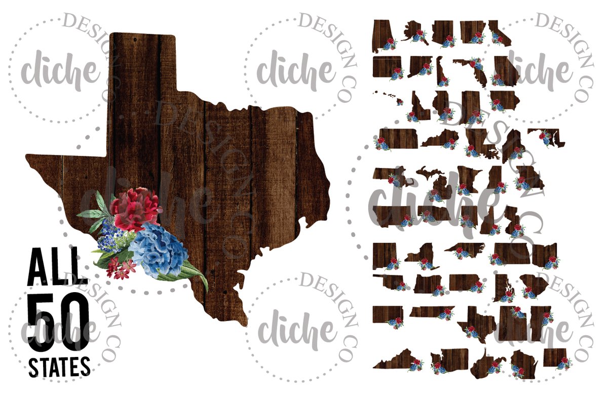 Floral State Sublimation Design Bundle example image 1