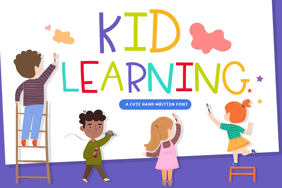 Kid Learning Handwritten- cute kid font Kawaii style! example image 1