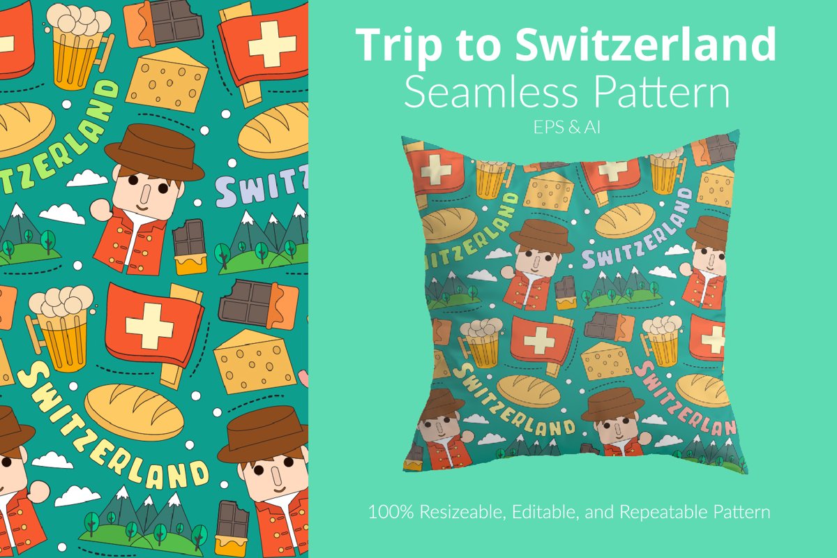 Trip to Switzerland - Seamless Pattern example image 1