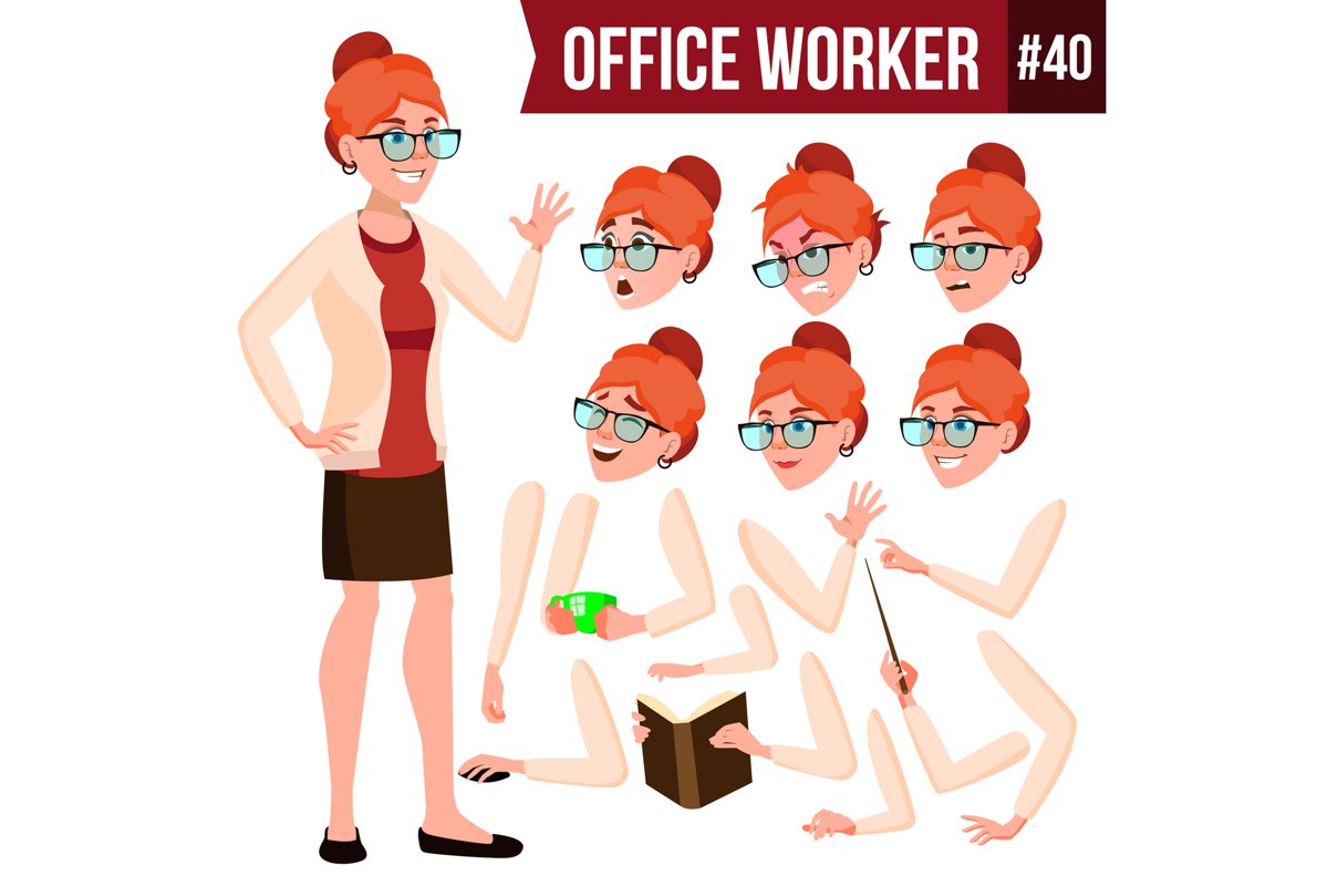 Office Worker Vector. Woman. Modern Employee example image 1