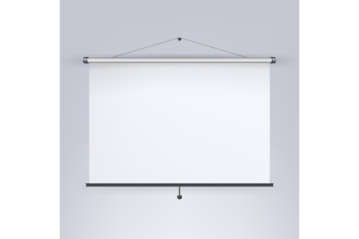 Meeting Projector Screen Vector. Blank White Board example image 1