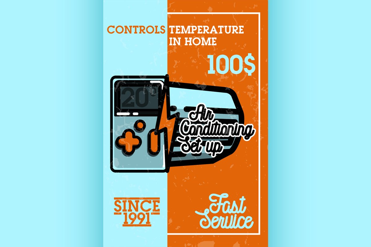 Color vintage air conditioning banner example image 1