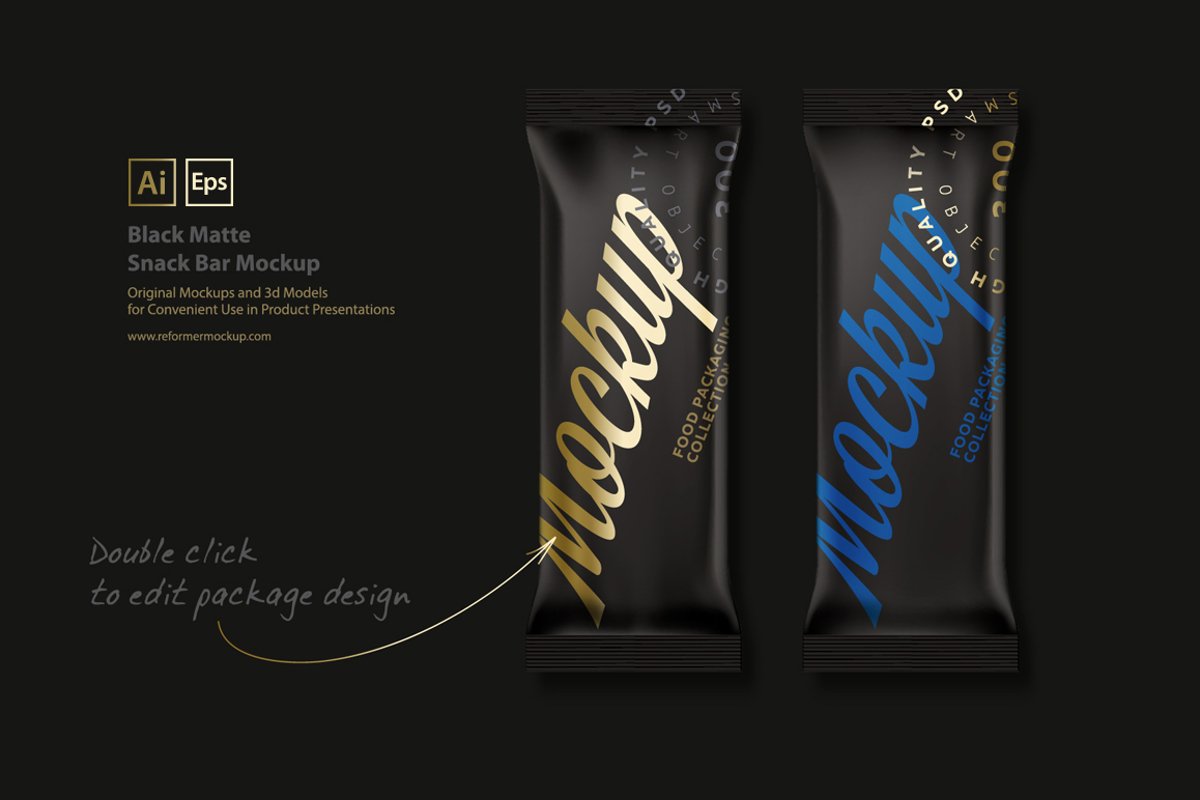 Black Matte Snack Bar Mockup example image 1