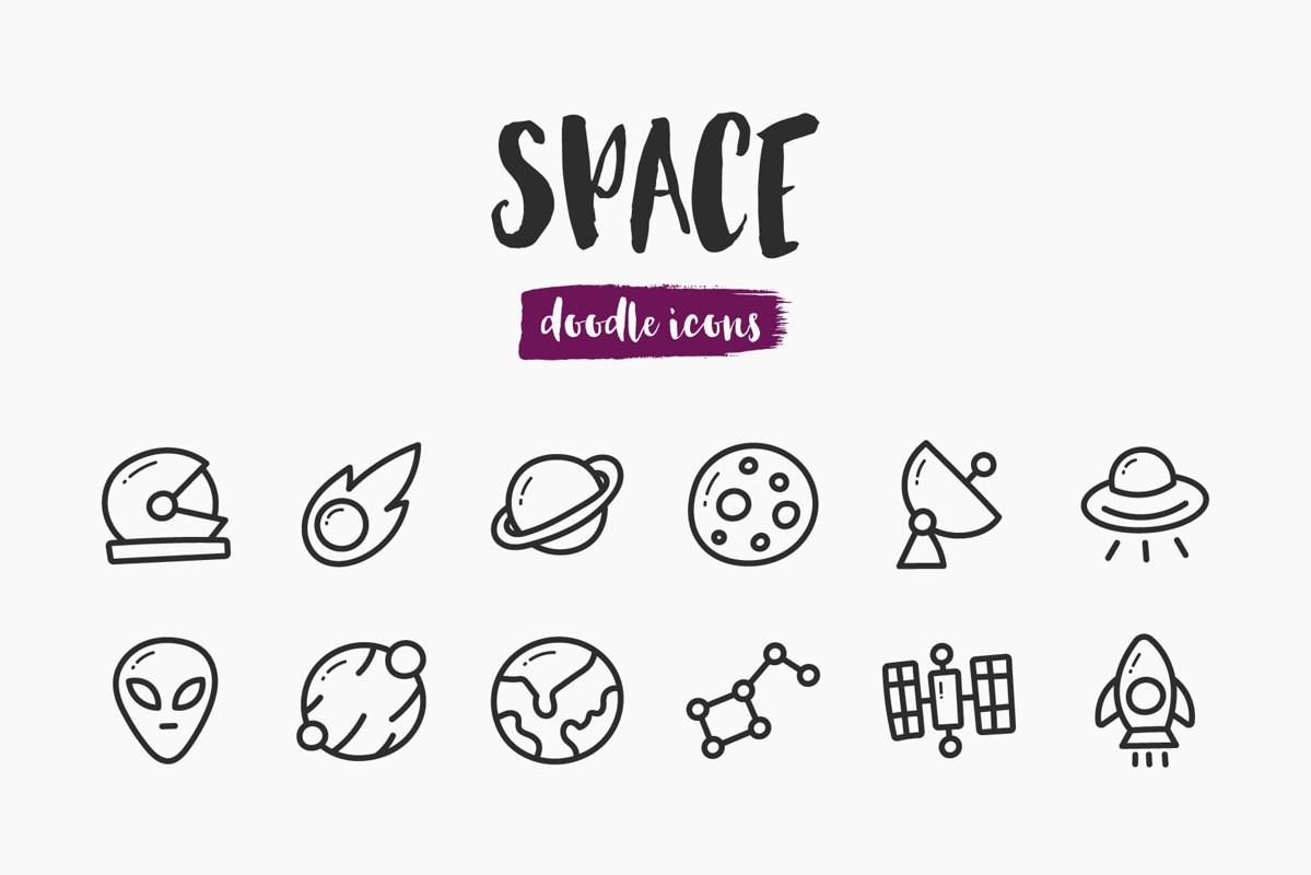 Space Hand-Drawn Doodle Icons example image 1