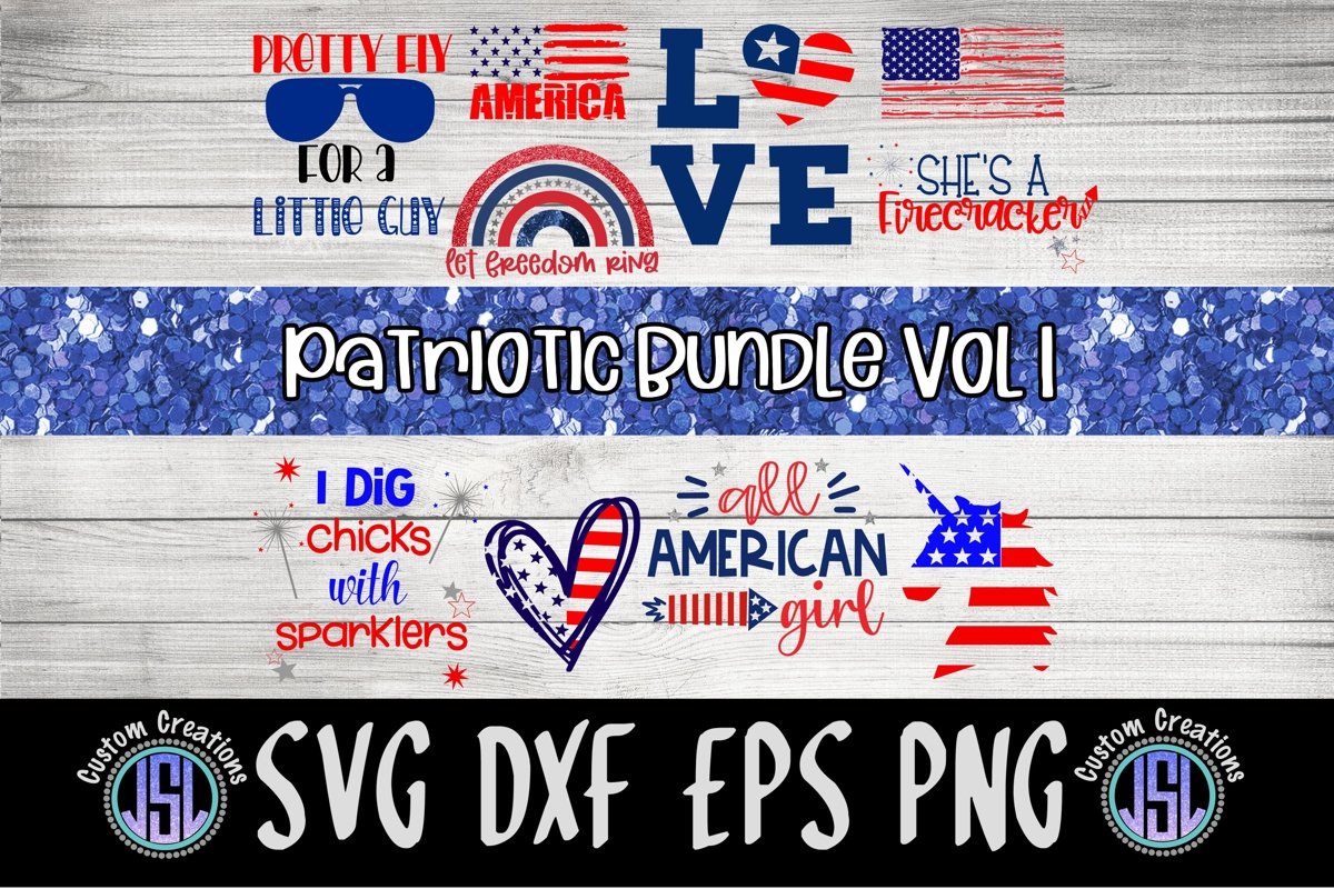 Patriotic Bundle Set of 10 Patriotic SVG | SVG DXF EPS PNG example image 1