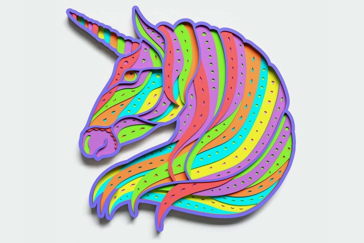 Multilayer Unicorn Mandala, Vector file for cutting example image 1