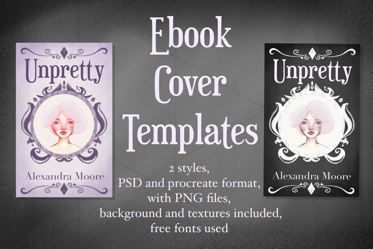 Unpretty - Lilac and Dark Ebook cover template example image 1