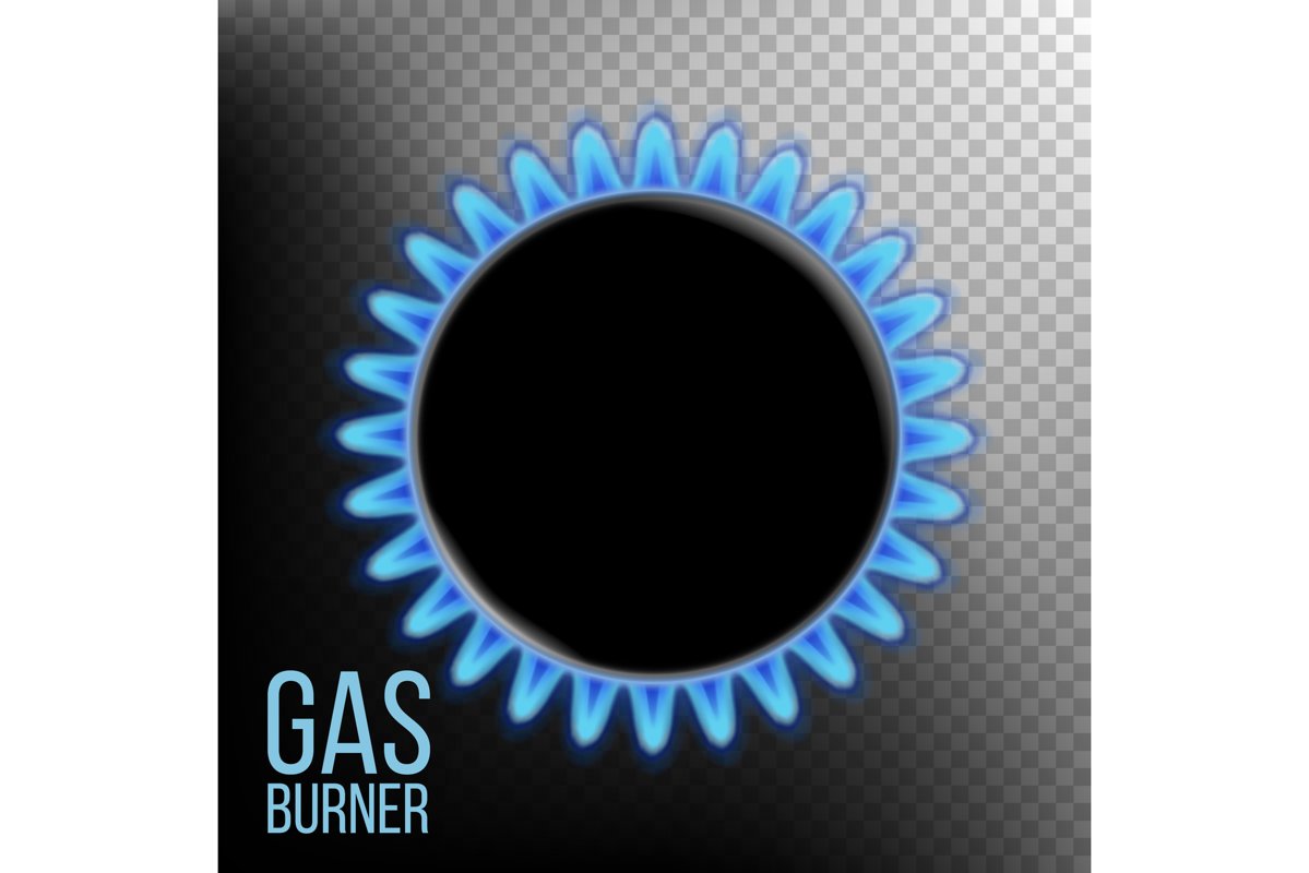 Gas Burner Vector. Burner Ring With Blue Flame. Isolated On example image 1