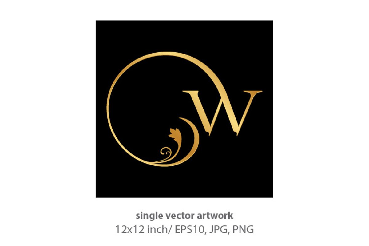 Decorative golden letter w example image 1