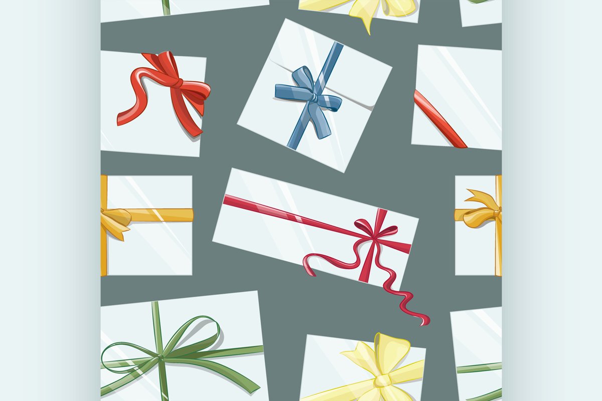Gift cards with bows vector set pattern example image 1