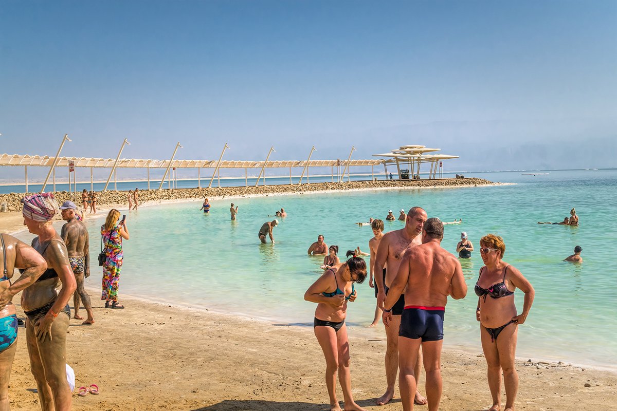 Wellness beach at Ein Bokek resort in Israel. Dead Sea Coast example image 1