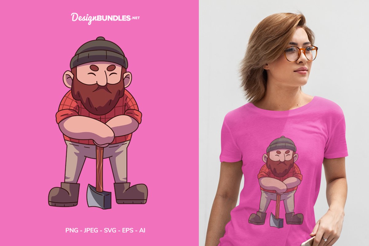 Wise Lumberjack Vector Illustration For T-Shirt Design example image 1