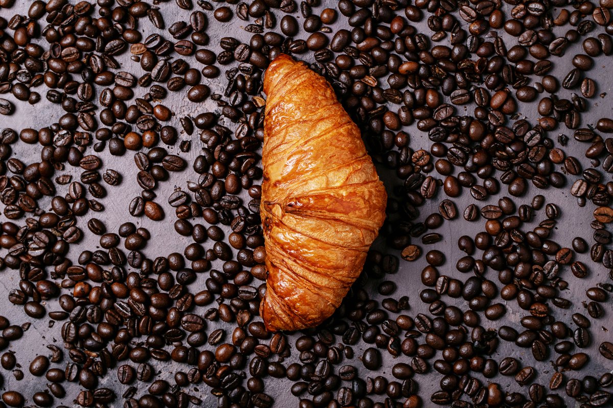 Fresh coffee with croissant example image 1