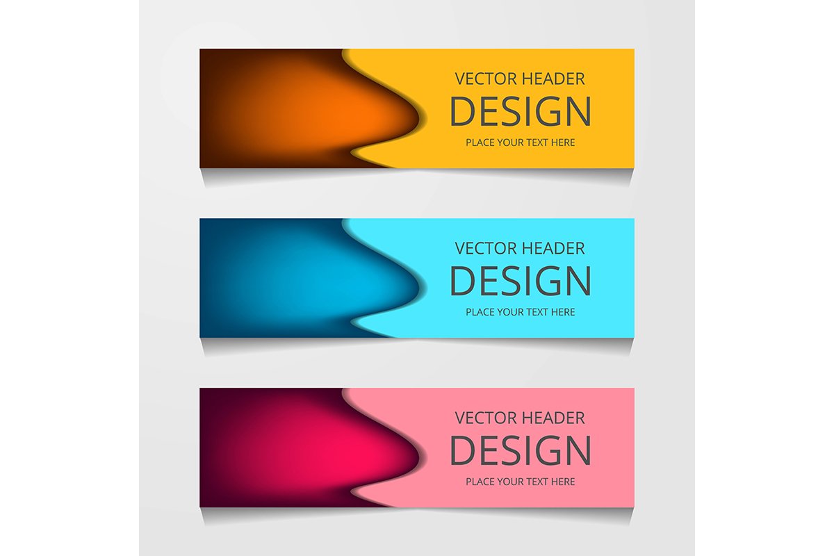 Vector abstract web banner design template. Collection of we example image 1