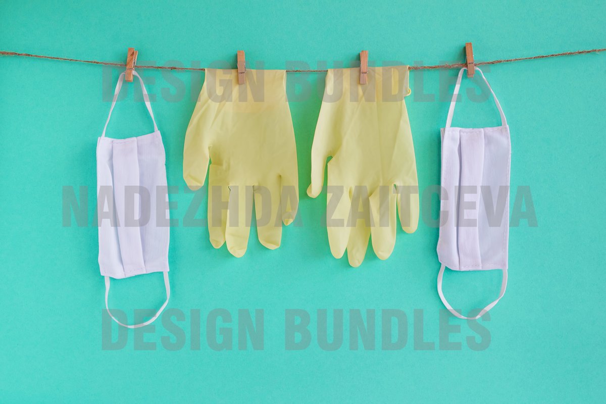 Drying of medical masks and disposable gloves after washing. example image 1