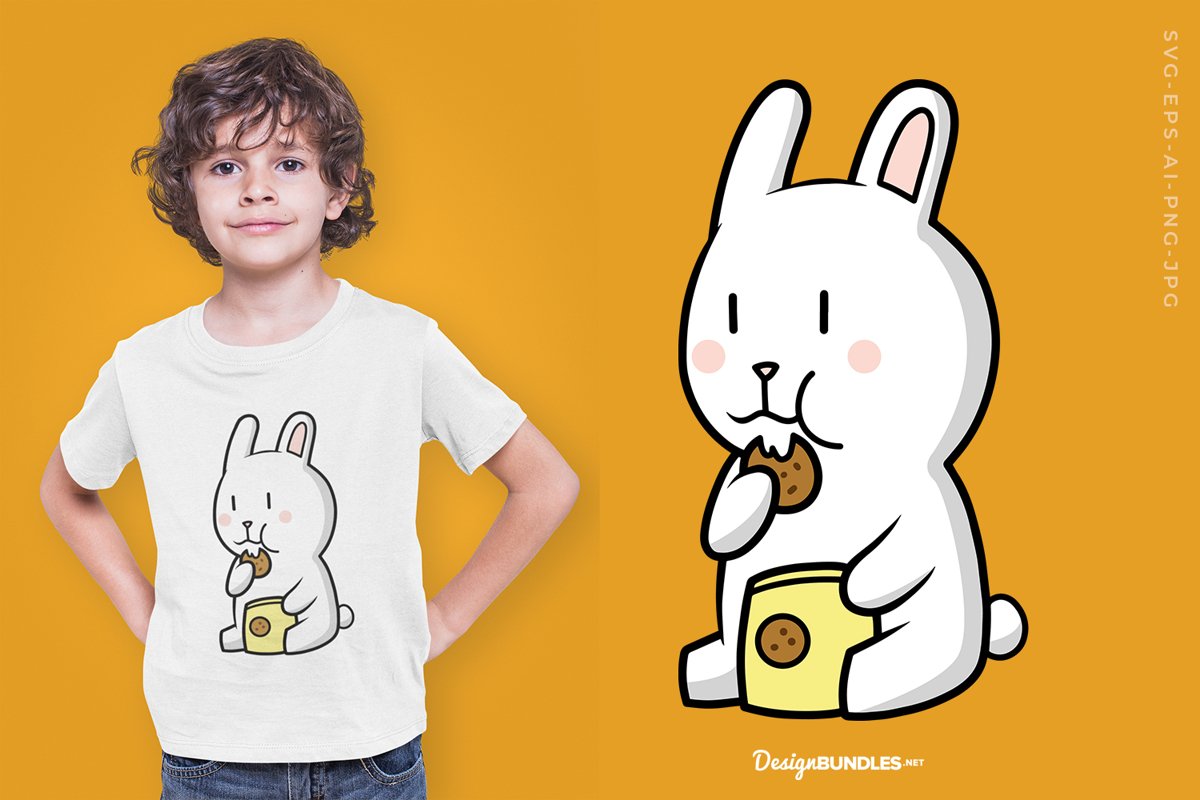 Cute Rabbit eating biscuit example image 1