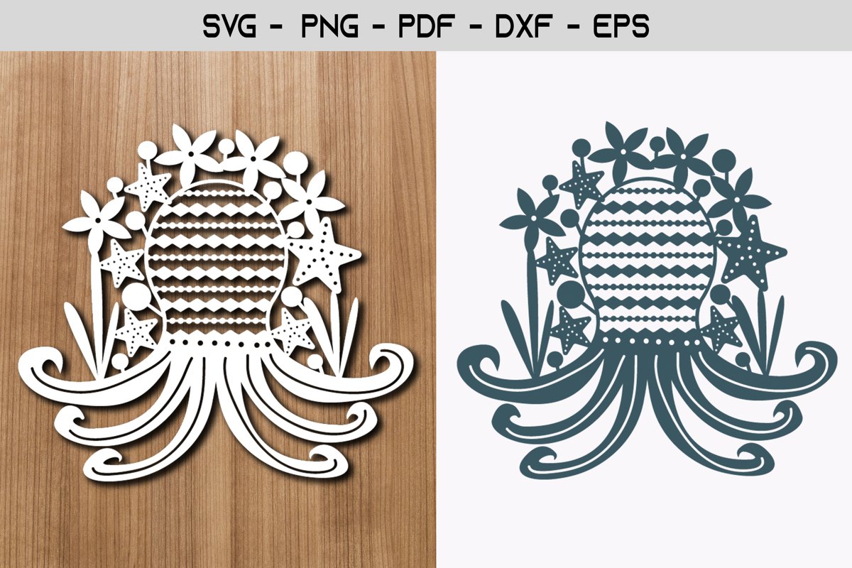 Octopus Beach Paper Template SVG Design example image 1