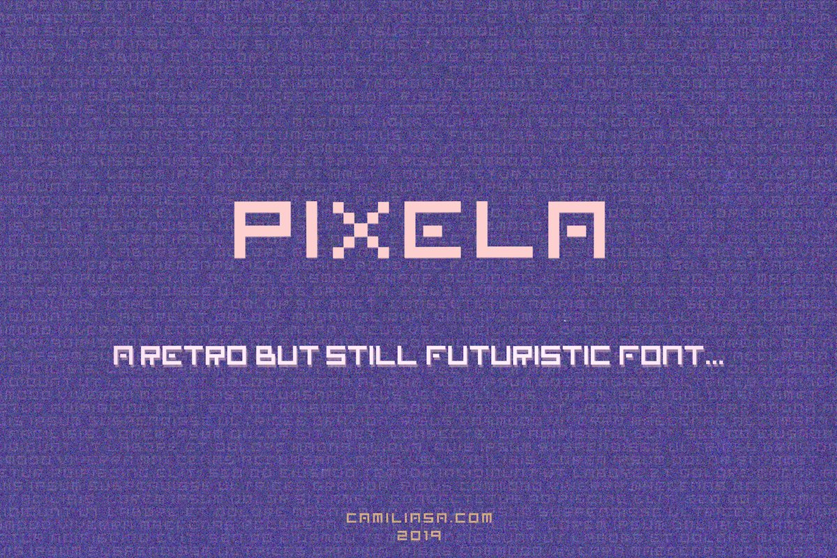 Retro Vintage & Futuristic Display Font |OTF and TTF |Pixela example image 1