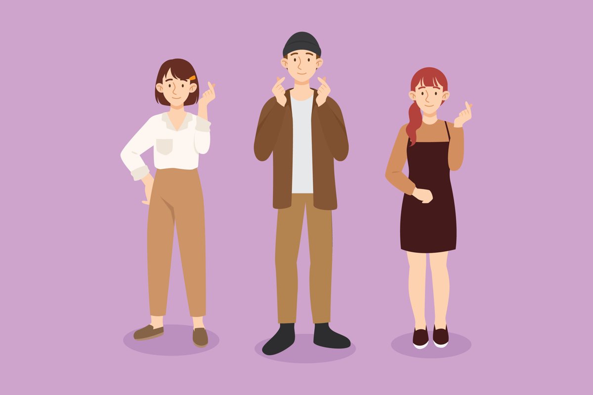 Young Koreans Doing Finger Heart example image 1