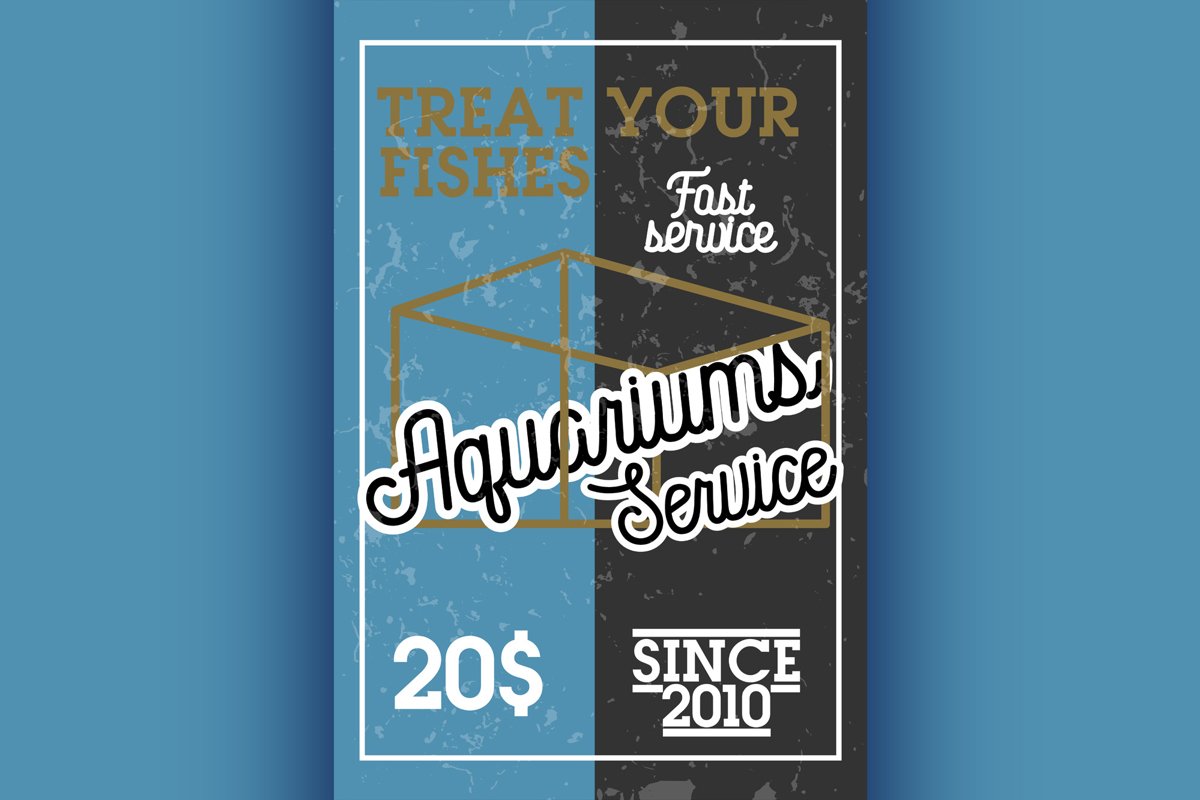Color vintage aquariums service banner example image 1