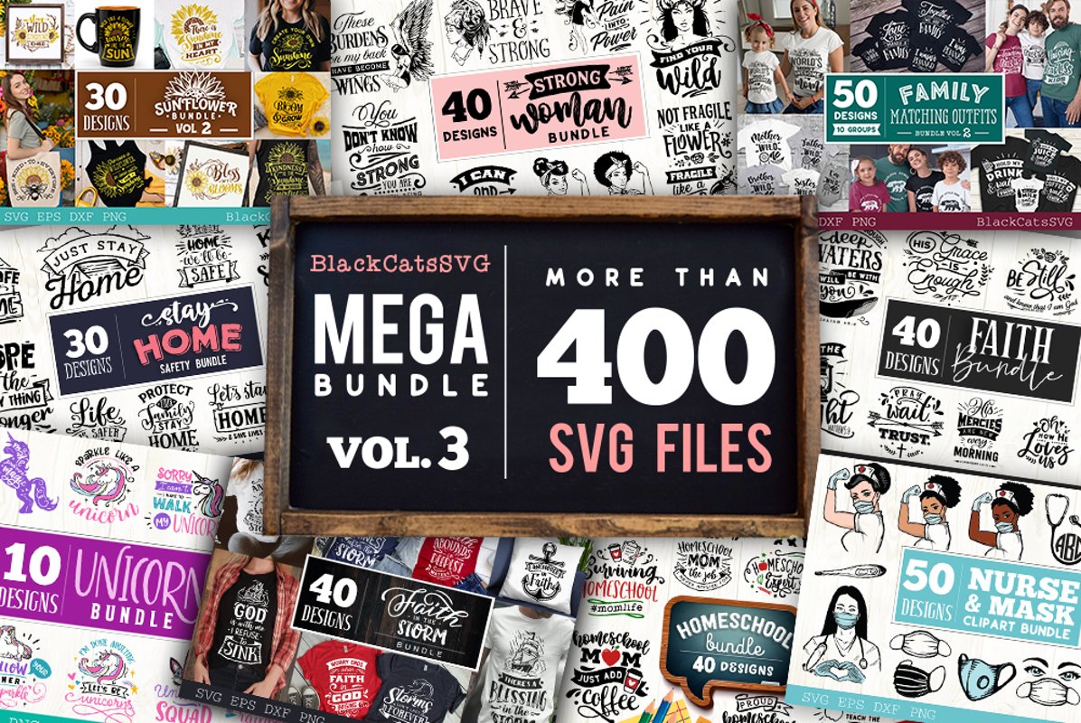 Mega Bundle 400 SVG designs vol 3 example image 1