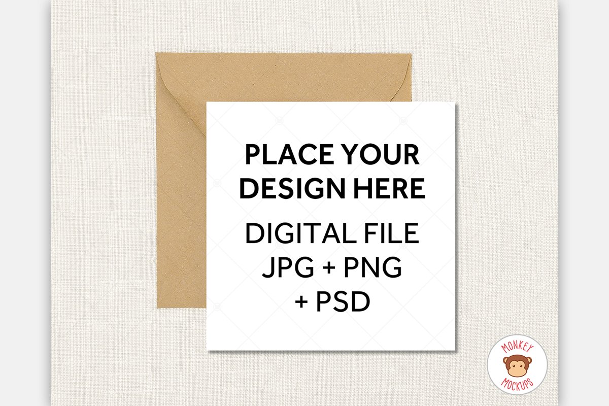 Square Card Mockup - JPG PNG PSD Smart Object example image 1
