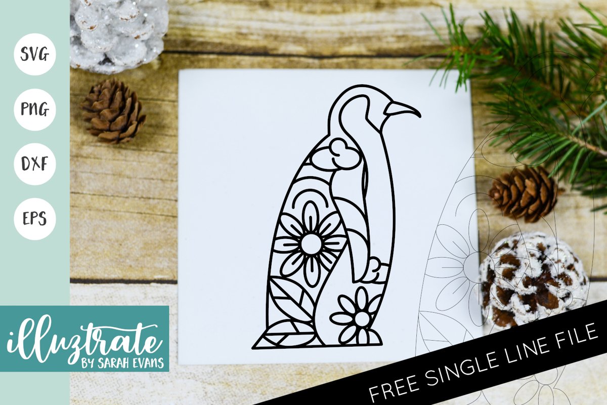 Winter Penguin Mandala SVG | Christmas Mandala SVG Cut File example image 1